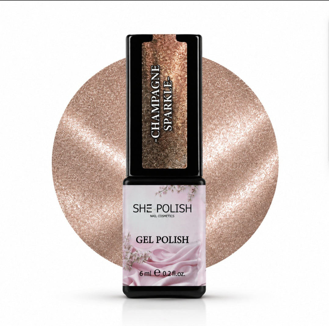 Gelpolish cateye champagne sparkle